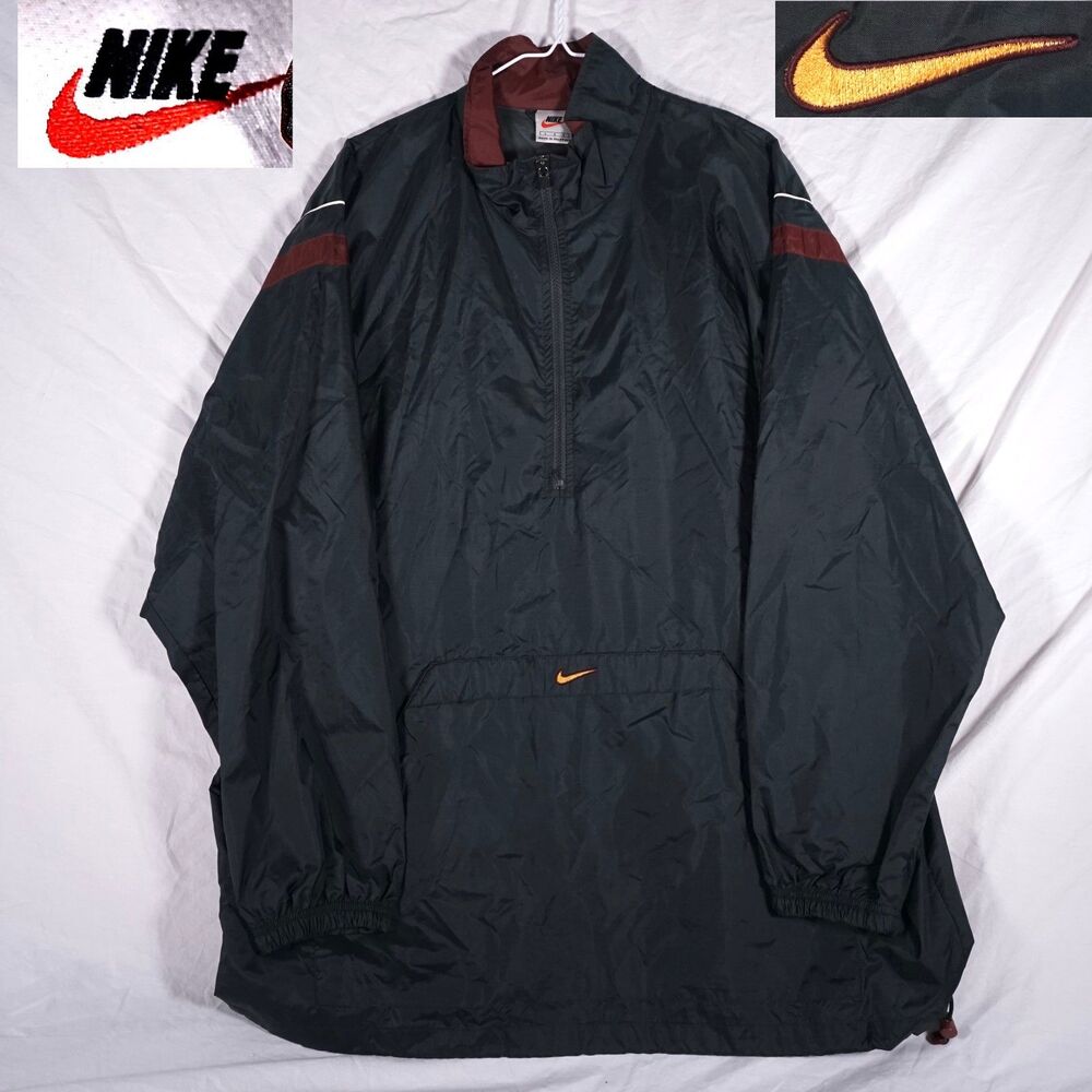 Nike Vintage 90s Windbreaker Mini Swoosh Black Red Orange Mens L